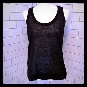Theory Sheer Knit Tank, Black, S